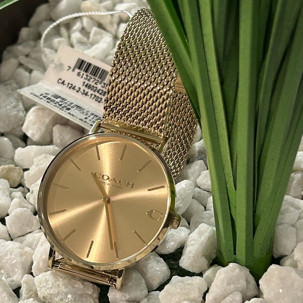 Coach Men's Charles Gold-Tone Stainless Steel Mesh Bracelet Watch 41mm - Picture 7 of 16